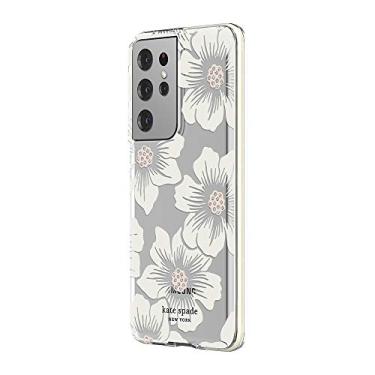 Imagem de kate spade new york Capa dura Defensive compatível com Samsung Galaxy S21 Ultra 5G - Hollyhock Floral transparente/creme com pedras/creme