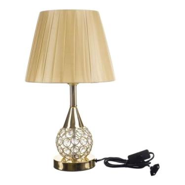 Imagem de Abajur Luminaria Decorativo Quarto Sala Criado Mudo Cristal Com Led 42cm (DOURADO)