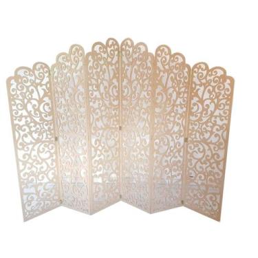 Imagem de Biombo 6 Folhas 258X180cm Mdf Modelo 21 Cru Vazado - Rosane Artes