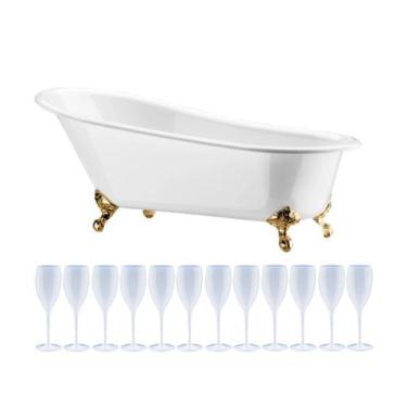Imagem de Kit Champanheira Branca Banheira P/12 Garrafas + 12 Taças - Boccati