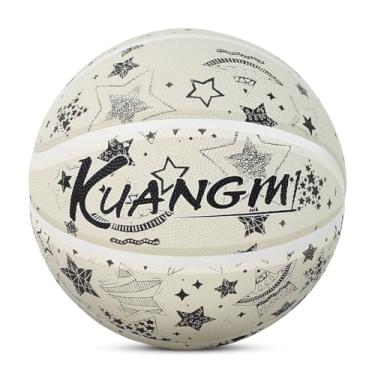 Imagem de Kuangmi Bola de basquete extravagante, tamanho 7 (75 cm), bola de rua de borracha, feita para jogos de basquete internos e externos (estrela)