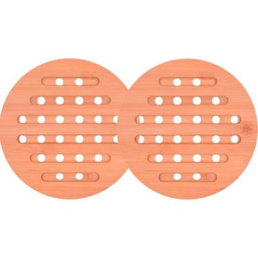 Imagem de 2 Descanso Suporte de Bambu Base Panela Redondo Mesa Cozinha - Mimo St