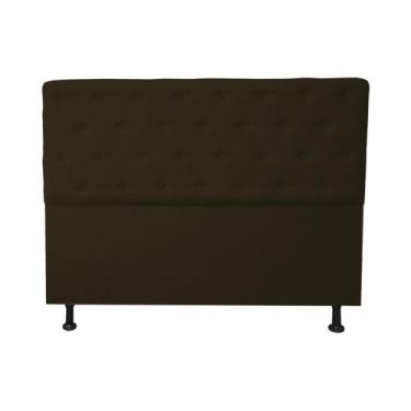 Imagem de Cabeceira Casal Super King Juliana 195cm Para Cama Box Suede Marrom - 