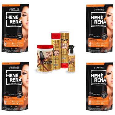 Imagem de Hene Em Gel Rena Preto Natural 04x180gr Pouch+Brilho Magico Agua de Ar