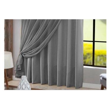 Imagem de Cortina Voil 5,50m X 3,45m Forro Blackout Trilho Suiço Duplo - Chrisne