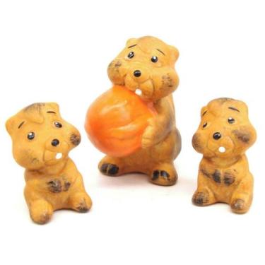 Imagem de Estatueta Familia miniatura Esquilo de Ceramica - Decore Casa