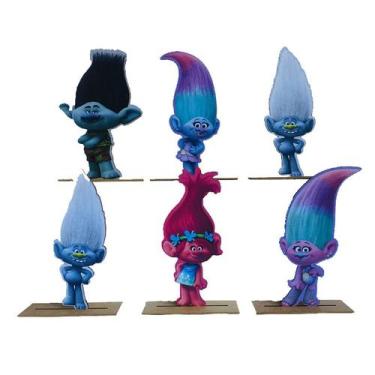 Imagem de Kit Display de Mesa 6 Peças Para Festa Trolls MDF - Juju Brasil