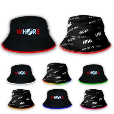 Imagem de Chapéu balde de LED reversível de 7 cores – Chapéu bucket de LED multicolorido para homens e mulheres – Chapéu bucket masculino que muda de cor neon, Preto, tamanho �nico