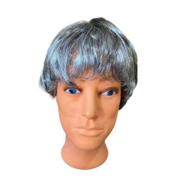 Imagem de Peruca Curta Grisalha Sintética Unissex Fantasia Festa - IndiaChina