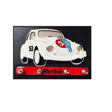 Imagem de Porta Chaves Madeira Mdf Não Esqueça Chaves Fusca Herbie - Casa Nobre
