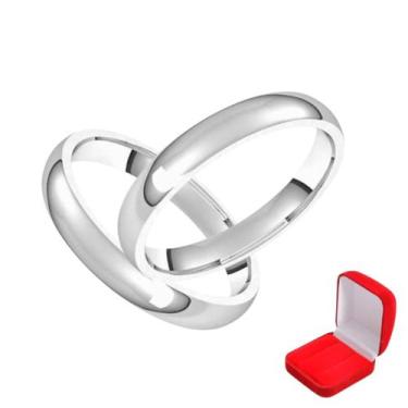 Imagem de Par Alianças 4mm Prata Banhada Abaulada Tradicional Anatomica Namorado