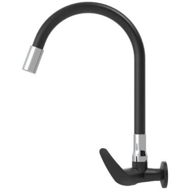 Imagem de 1167 color flex all black Torneira cozinha gourmet preta de parede fle