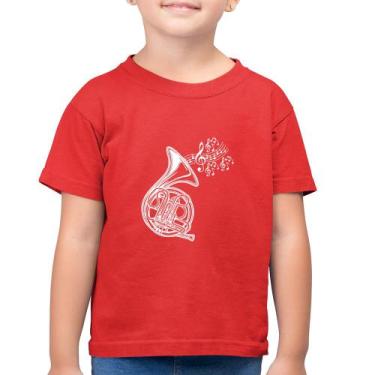 Imagem de Camiseta Algodão Infantil Trompa Notas Musicais - Foca na Moda, Vermel