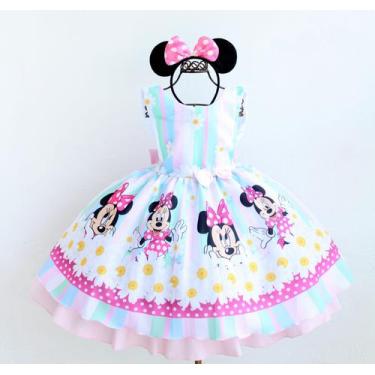 Imagem de Vestido Infantil Minnie Rosa Festa Tematica Aniversario E Tiara - Ping