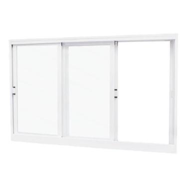 Imagem de Janela de Correr em Aço Branco 100x200x14 cm 3 Folhas Móveis Ideal CRV