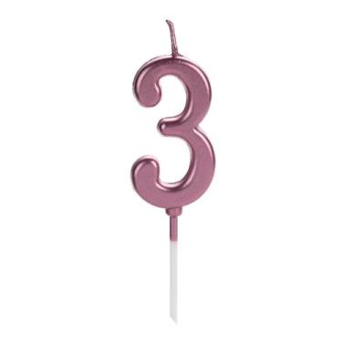 Imagem de Vela Aniversário Pick Rosé Gold Número 3 - 01 unid - Não informado