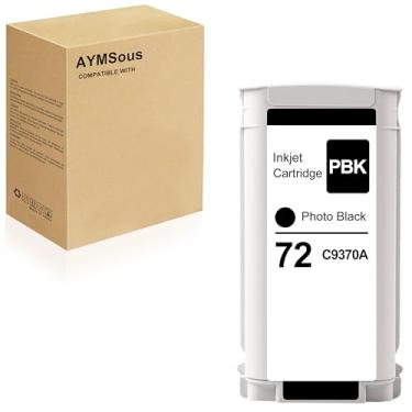 Imagem de AYMSous Cartucho de tinta de substituição compatível para HP 72 Photo Black C9370A para HP Designjet T610 T620 T770 T790 T795 T1100 T1120 T1200 T1300 T2300 (foto preta 130 ml)