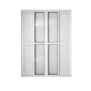Imagem de Porta balcão 6 folhas 2,10x1,50 com fechadura no alumínio branco