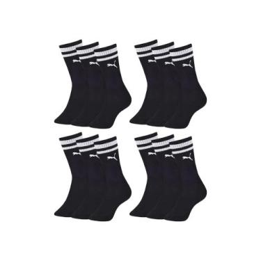 Imagem de Kit Com 12 Pares Meia Esportiva Masculina Cano Longo - Selene, Preto, 