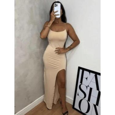 Imagem de Vestido EUA com Fenda  moda gringa Longa Alcinha - mundo das camisas, 