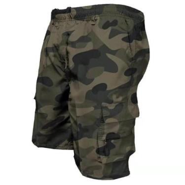 Imagem de Shorts Cargo Tático Masculino - Casual, Solto, Cintura Elástica e Mult