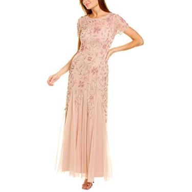 Imagem de Adrianna Papell Vestido feminino com contas florais, Blush, 54