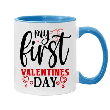 Imagem de SpreadPassion Caneca de café My First Valentines Day, presente para namorado e namorada, ideia de presente de dia dos namorados, presente para marido e esposa, ideia de presente de aniversário do dia