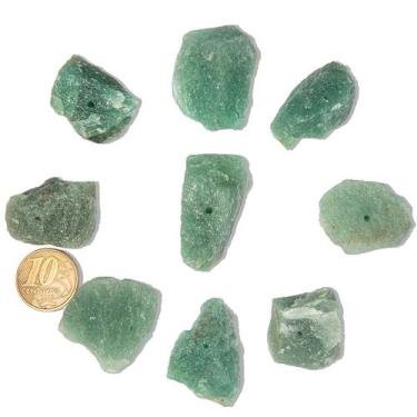Imagem de 05 Cascalho Quartzo Verde Natural Furo Central 20 a 30mm - CristaisdeC