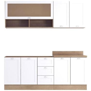 Imagem de Cozinha Modulada 5 Pecas 200 cm DENV Balcao Pia Branco Rivera Dtall - 