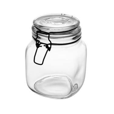 Imagem de LYOR - Pote Hermético de Vidro com Silicone e Clipe em Metal Vintage Preto 1L - Organização de Alimentos - Porta Mantimentos com Tampa Hermético