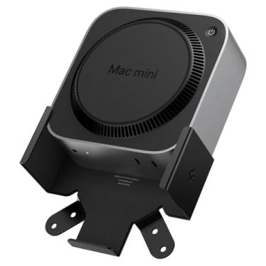 Imagem de Spigen Suporte projetado para Mac mini M4/M4 Pro (2024) VESA antiarranhões atrás do monitor, embaixo da mesa, suporte de parede VESA Hole Strong Adhesive LD205 - preto