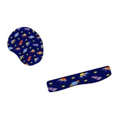 Imagem de Kit Mouse Pad E Apoio Teclado Ergonômico Aventura Pelo Espaço Cósmico