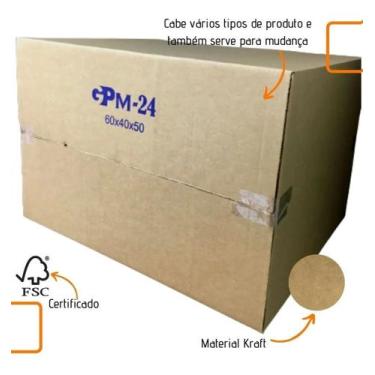 Imagem de Caixa de Papelão Grande em Kraft para Mudança 60x40x50 com 1 unidade F
