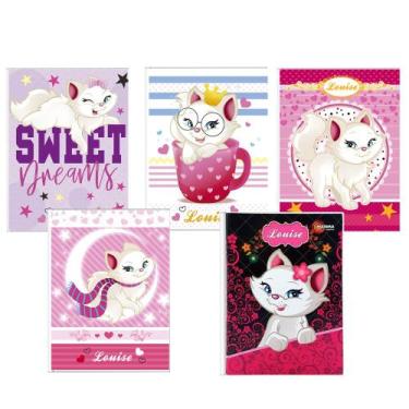 Imagem de Kit 5 Cadernos Brochurão 96 Folhas Costurado Meninas Capa Dura - Maxim