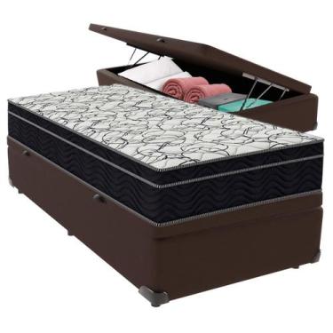 Imagem de Cama Box Baú Solteiro Marrom + Colchão Airtech D45 D45 Ortobom