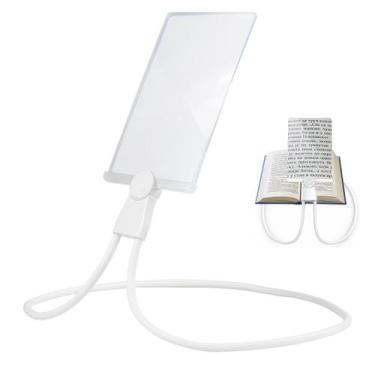 Imagem de Lupa de Pescoço Leitura Aumento 5x Haste Flexivel Apoio Mesa Maos Livr