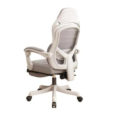 Imagem de Cadeira ergonômica de escritório, Cadeira de malha para computador Cadeira de mesa confortável com apoio para os pés Cadeira de trabalho giratória com rodas para casa, escritório, jogos,Gray