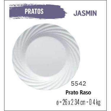 Imagem de Jogo 04 Pratos Jasmin Raso Jantar - Almoço - 25Cm Branco
