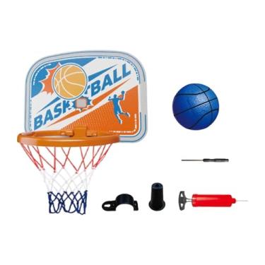 Imagem de UGPLM Conjunto de argola de basquete, kit de brinquedos de argola de basquete, montagem de porta interna para meninas meninas, jogo de esportes leves, Branco Azulado