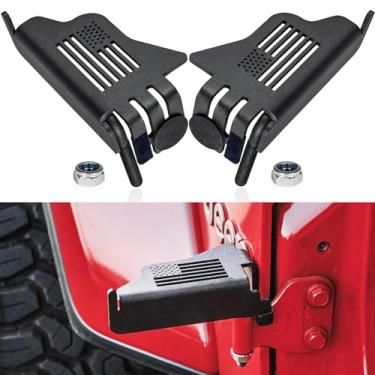 Imagem de Peça de descanso com 2 peças de aço para pés dianteiros com a bandeira dos EUA para Jeep Wrangler JK JKU JL JLU Sports Sahara Freedom Rubicon Gladiator 2/4 portas 2007-2021 Preto (1 par)