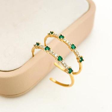 Imagem de Brinco Argola Ponto de Luz colorida Banhada a Ouro 18k - Atraktiva Joi