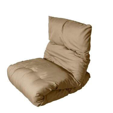 Imagem de Colchonete Futon Colchão Solteiro Dobrável Enrolável Decorativo Almofada(Bege)