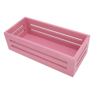 Imagem de Cesta de Armazenamento de Madeira, Caixa de Caixas Rosa Multifuncional para Higiênico de Banheiro, Organize Produtos de Higiene Pessoal Com Construção Leve, 12,99 X 6,1 X