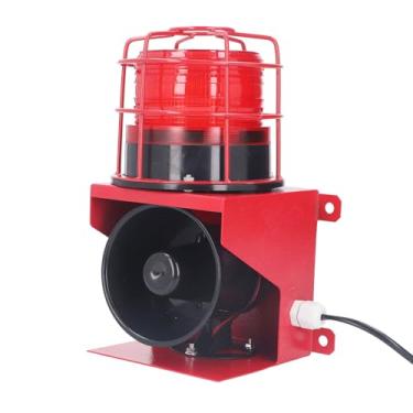 Imagem de Alarme Industrial de Sirene, Chifre Alto e Luz de Aviso de Beacon Vermelho, 115db de Alarm de Alarmes Ip65 Prova de água para Emergência, Fábrica, Escritório, Dissuasão de (DC24V)