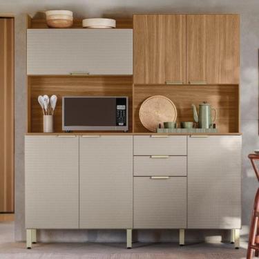 Imagem de Cozinha Compacta Pitaya 7 Portas 2 Gavetas Amêndola/Nude Prime Tx - De