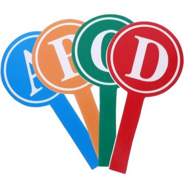 Imagem de STOBOK 4 peças de raquetes de resposta em branco apagável a seco quadro de pontuação pequeno apagável a seco quadros brancos raquetes de votação de leilão quadro de respostas placa de pôster de espuma