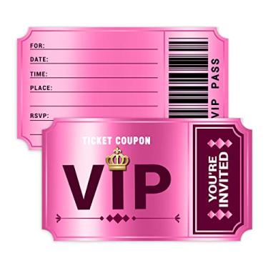 Imagem de 20 convites de festa de aniversário com design frente e verso com envelopes, convites de festa VIP de filme, convites de festa de chá de bebê, lembrancinhas de suprimentos (rosa vermelha)