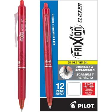 Imagem de Pilot, FriXion Clicker Canetas de gel apagáveis, ponta fina. 0,7 mm, pacote com 12, vermelho