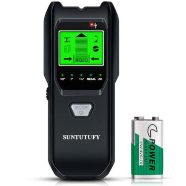 Imagem de Scanner de parede Stud Finder – Detector eletrônico 5 em 1 com sensor inteligente atualizado, alarme de áudio e visor LCD HD para o centro e borda de madeira, detecção de fio AC, metal e pinos (preto