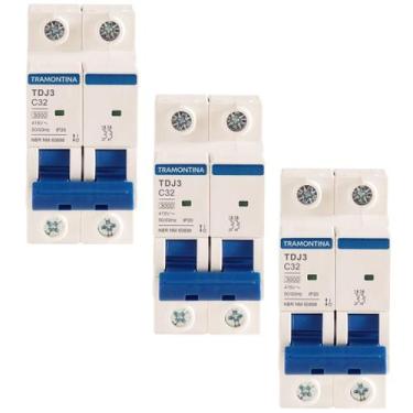 Imagem de 3 Disjuntor Tramontina 32A 2P Bipolar Curva C 3 kA TDJ3